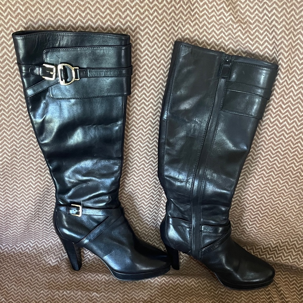 Cole Haan Shiny Black Heeled Boots